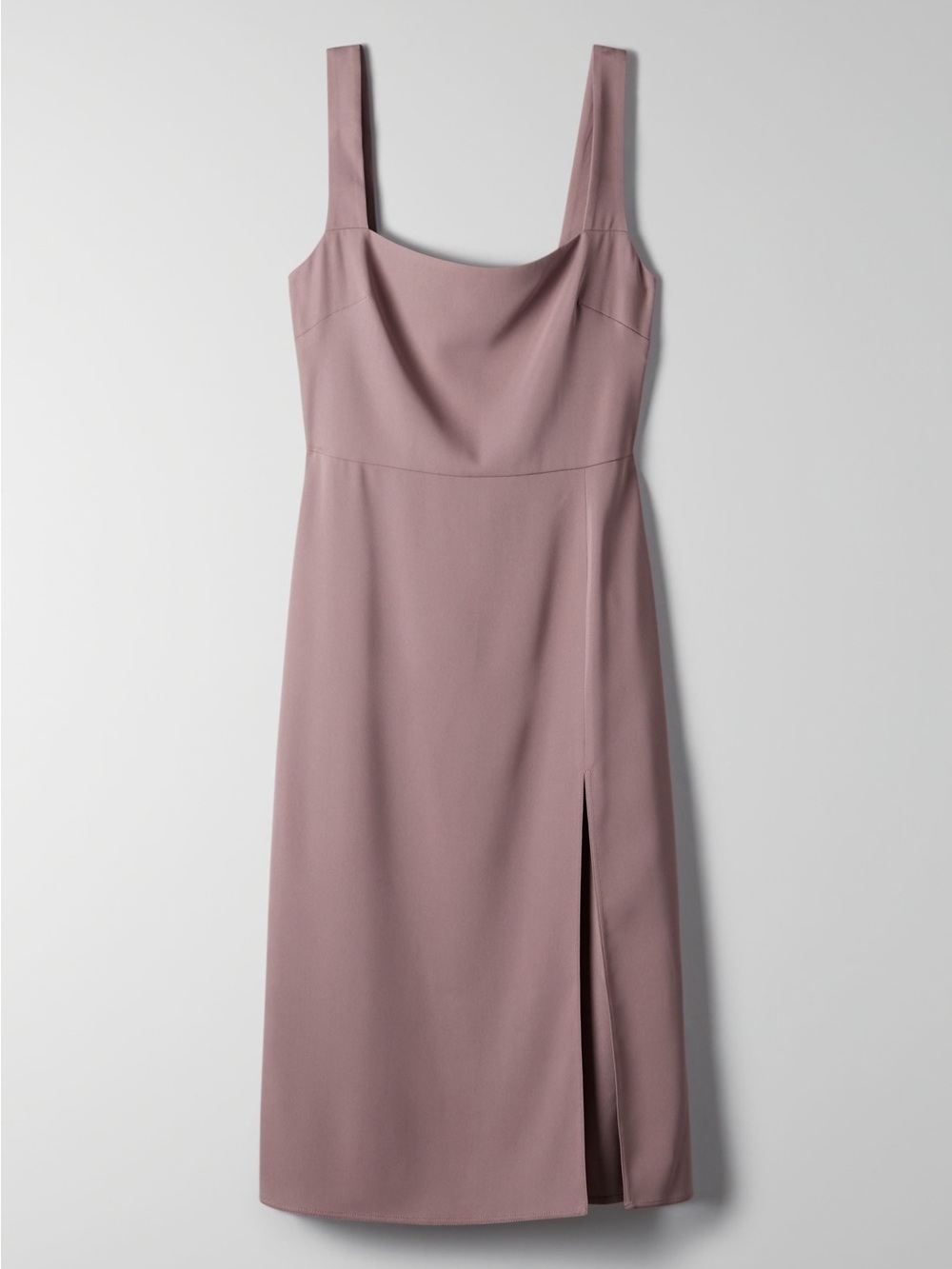Babaton Dusty Mauve Square-Neck Midi Dress with Side Slit